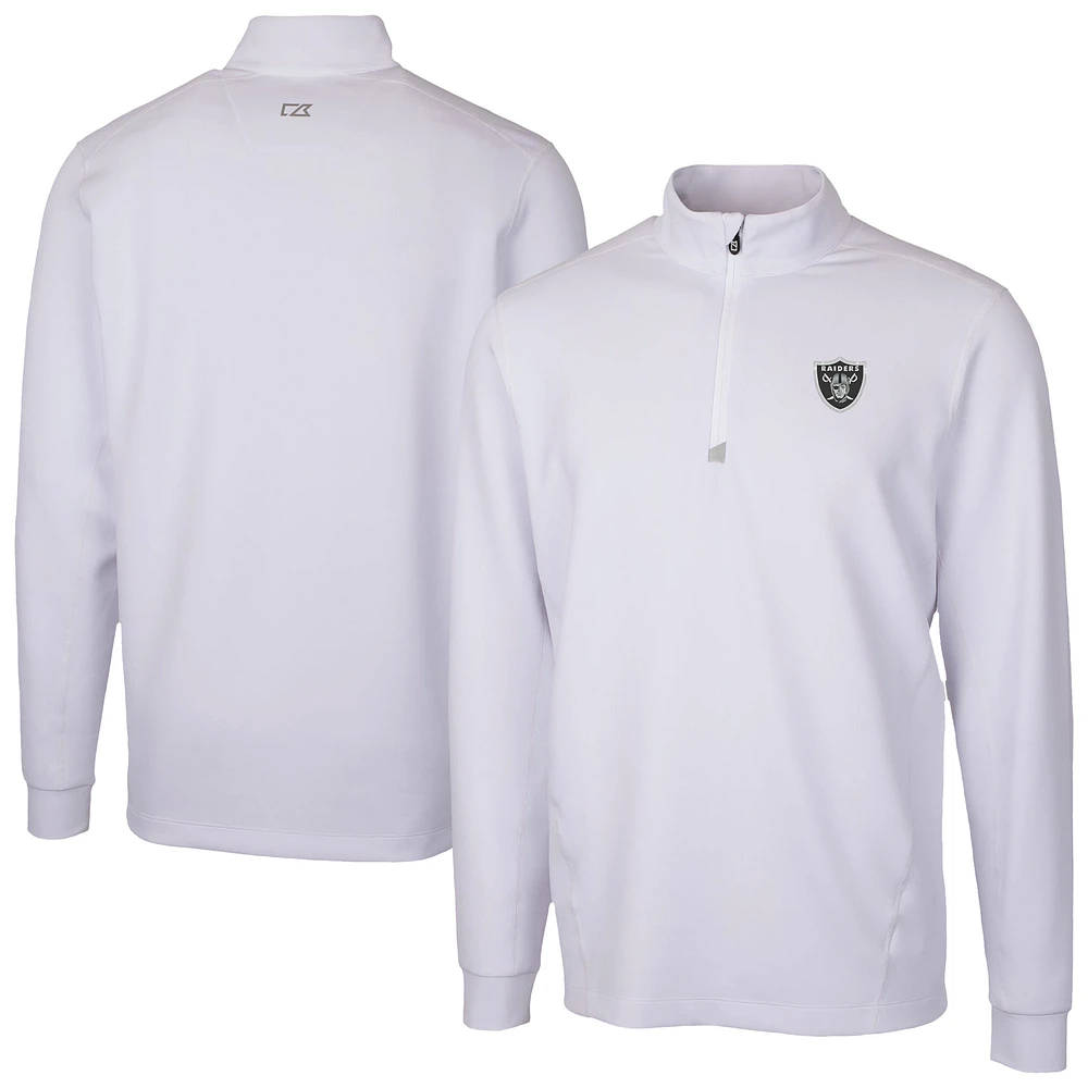Men's Cutter & Buck White Las Vegas Raiders Traverse Stretch Quarter-Zip Top