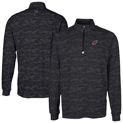 Men's Cutter & Buck Black Arizona Cardinals Traverse Camo Print Stretch Quarter-Zip Top