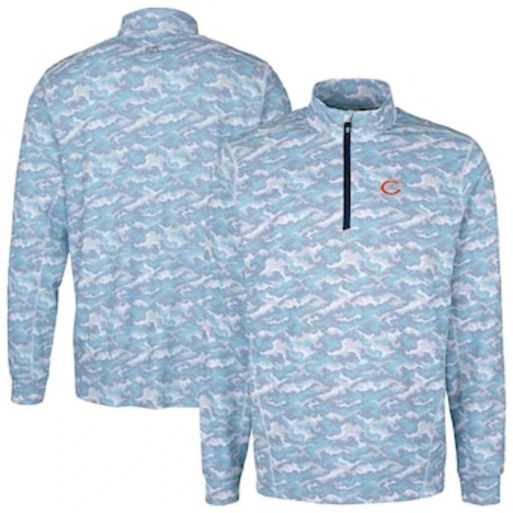 Men's Cutter & Buck Navy Chicago Bears Traverse Camo Print Stretch Quarter-Zip Top