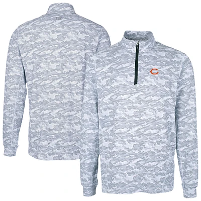 Men's Cutter & Buck Charcoal Chicago Bears Traverse Camo Print Stretch Quarter-Zip Top