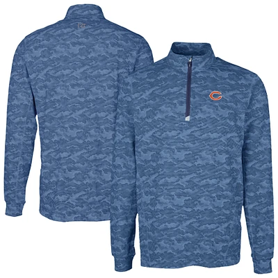Men's Cutter & Buck Navy Chicago Bears Traverse Camo Print Stretch Quarter-Zip Top