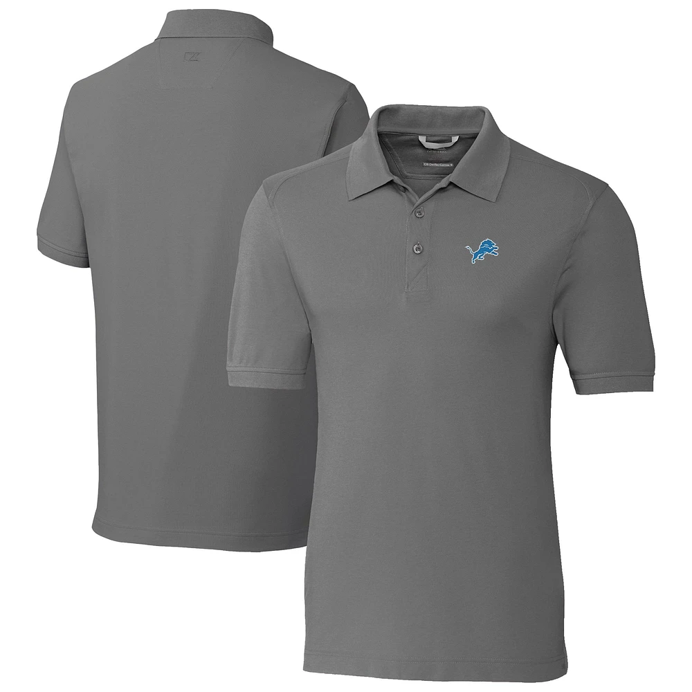 Men's Cutter & Buck Gray Detroit Lions Advantage Eco Pique DryTec Tri-Blend Polo