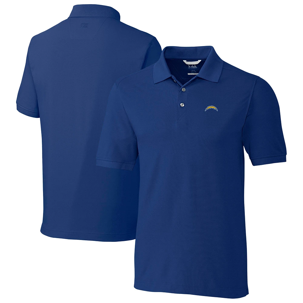 Men's Cutter & Buck Blue Los Angeles Chargers Advantage Eco Pique DryTec Tri-Blend Polo