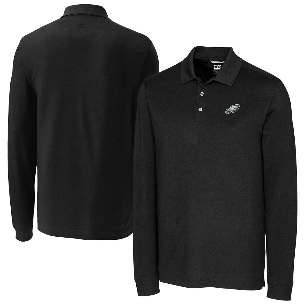 Men's Cutter & Buck Black Philadelphia Eagles Advantage Eco Pique DryTec Tri-Blend Polo