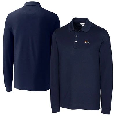 Men's Cutter & Buck Navy Denver Broncos Advantage Eco Pique DryTec Tri-Blend Polo