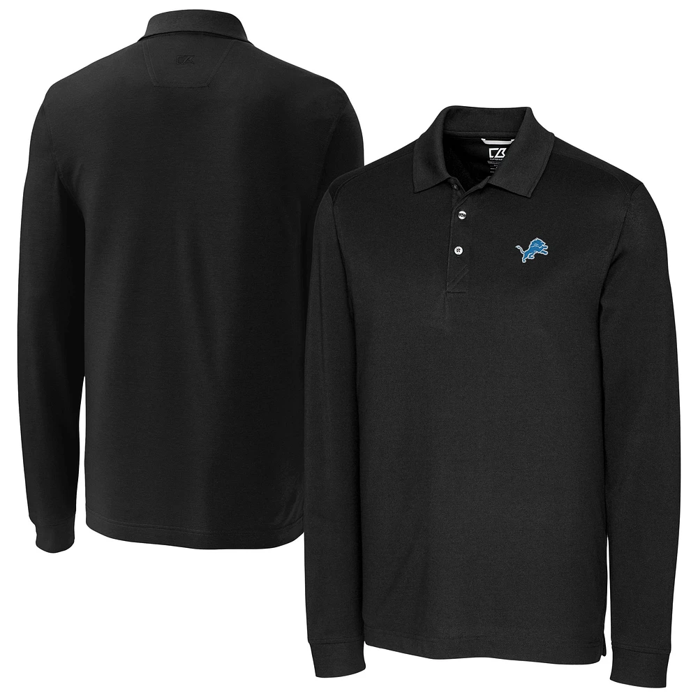 Men's Cutter & Buck Black Detroit Lions Advantage Eco Pique DryTec Tri-Blend Polo