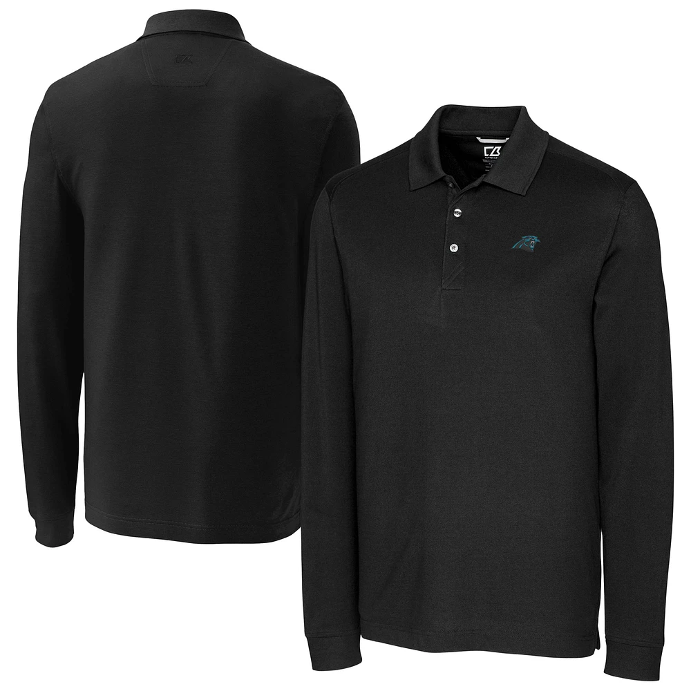 Men's Cutter & Buck Black Carolina Panthers Advantage Eco Pique DryTec Tri-Blend Polo