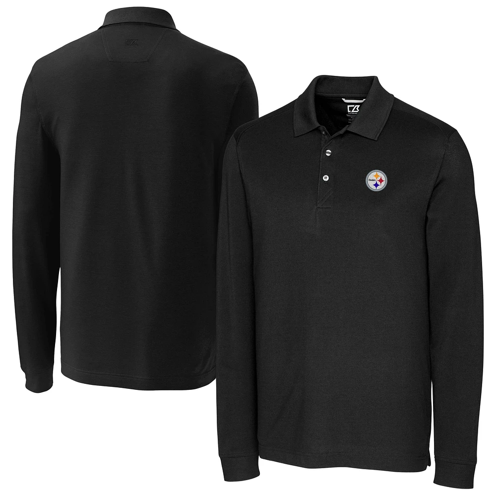 Men's Cutter & Buck Black Pittsburgh Steelers Advantage Eco Pique DryTec Tri-Blend Polo