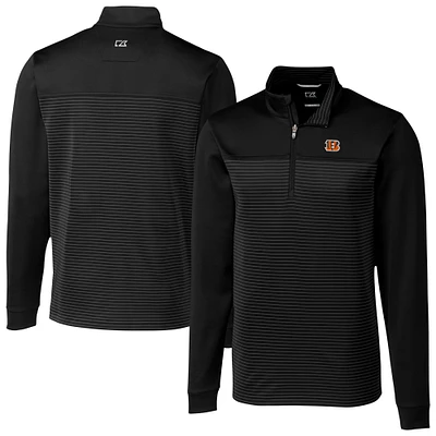 Men's Cutter & Buck Cincinnati Bengals Traverse Stripe Stretch DryTec Quarter-Zip Top