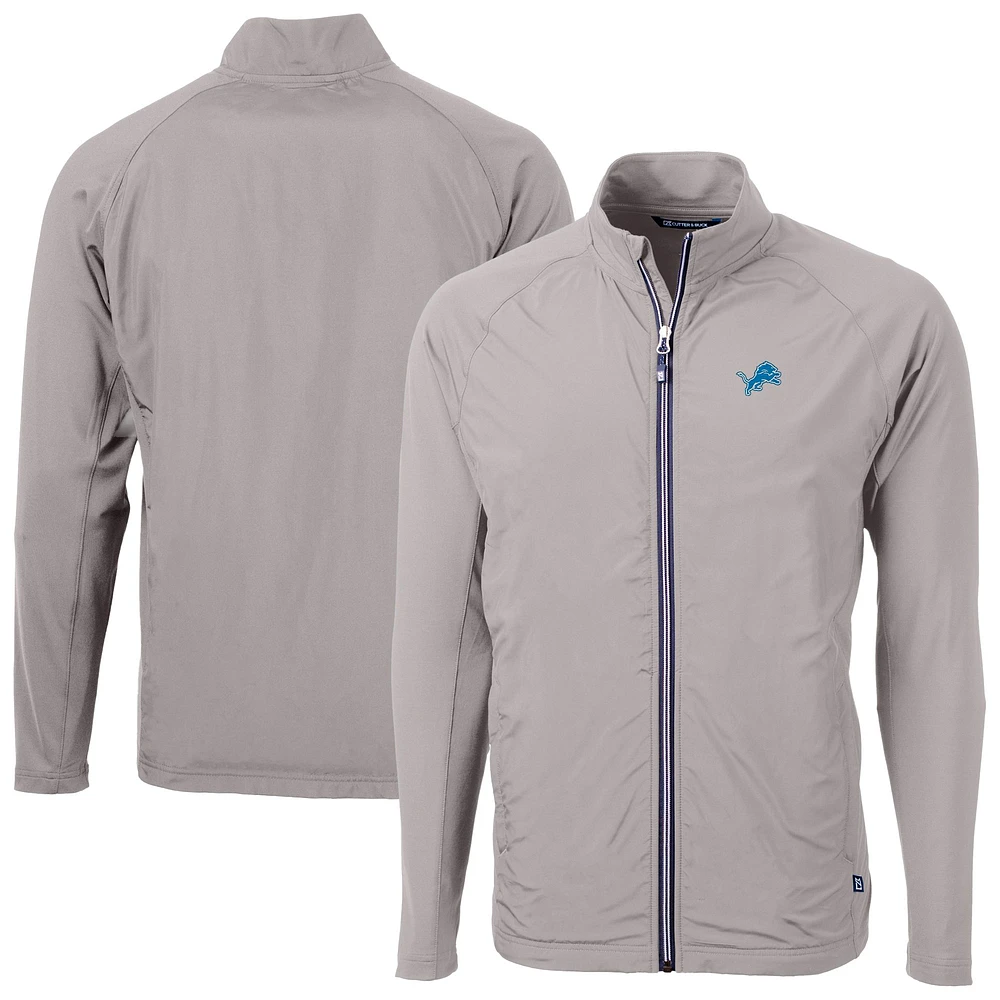 Men's Cutter & Buck Gray Detroit Lions Adapt Eco Hybrid Recycled Full-Zip Jacket