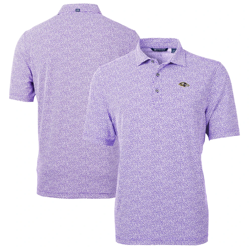Men's Cutter & Buck Purple Baltimore Ravens Virtue Eco Pique Botanical Print Recycled Polo