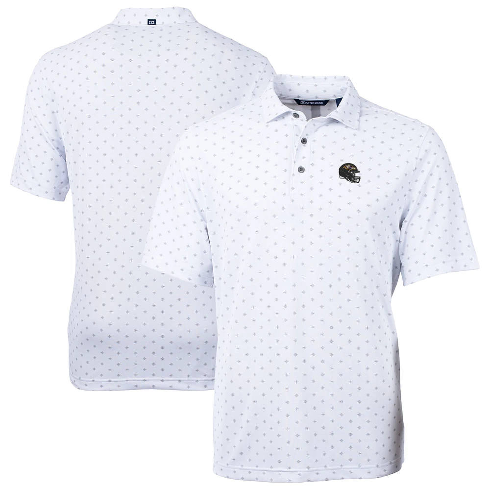 Men's Cutter & Buck White Baltimore Ravens Big Tall Virtue Eco Pique Tile Print Recycled DryTec Polo