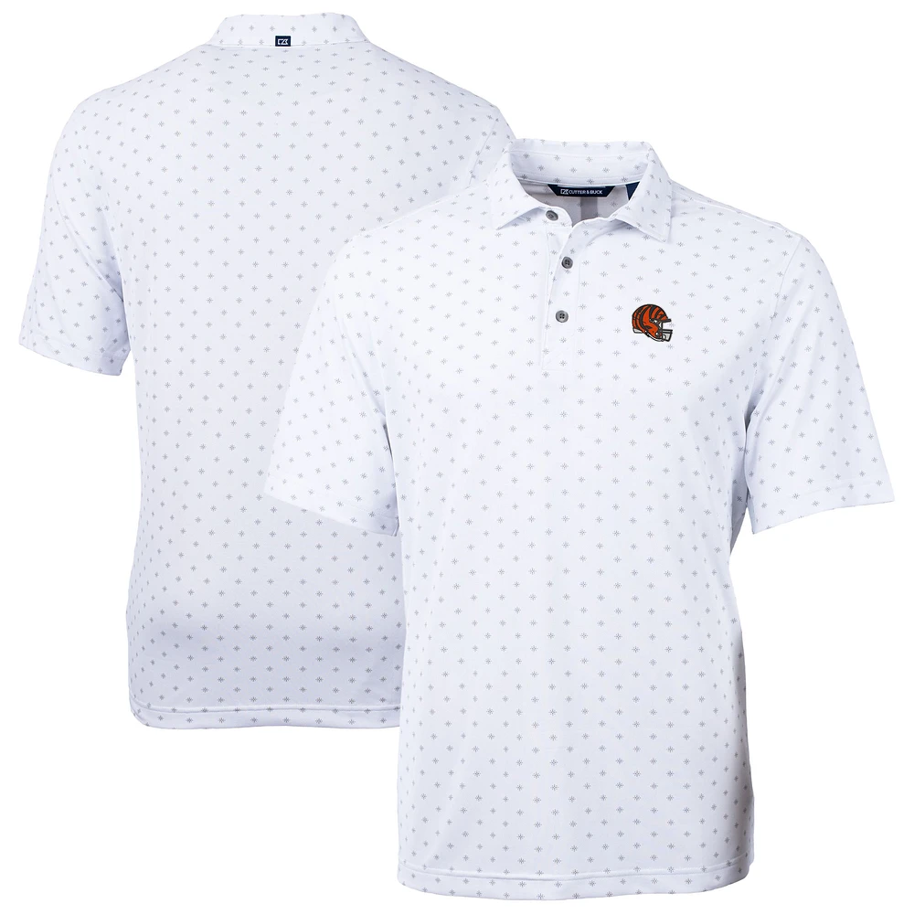 Men's Cutter & Buck White Cincinnati Bengals Big Tall Virtue Eco Pique Tile Print Recycled Polo