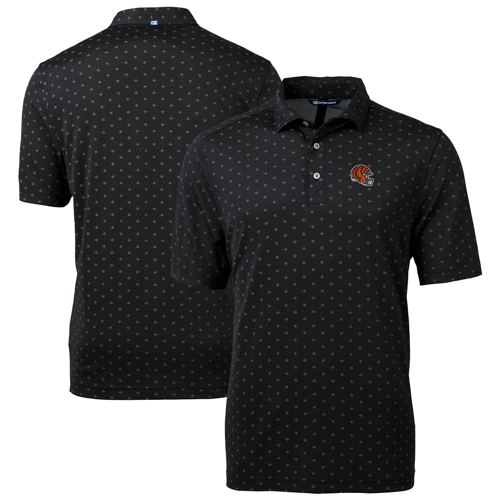 Men's Cutter & Buck Black Cincinnati Bengals Big Tall Virtue Eco Pique Tile Print Recycled Polo