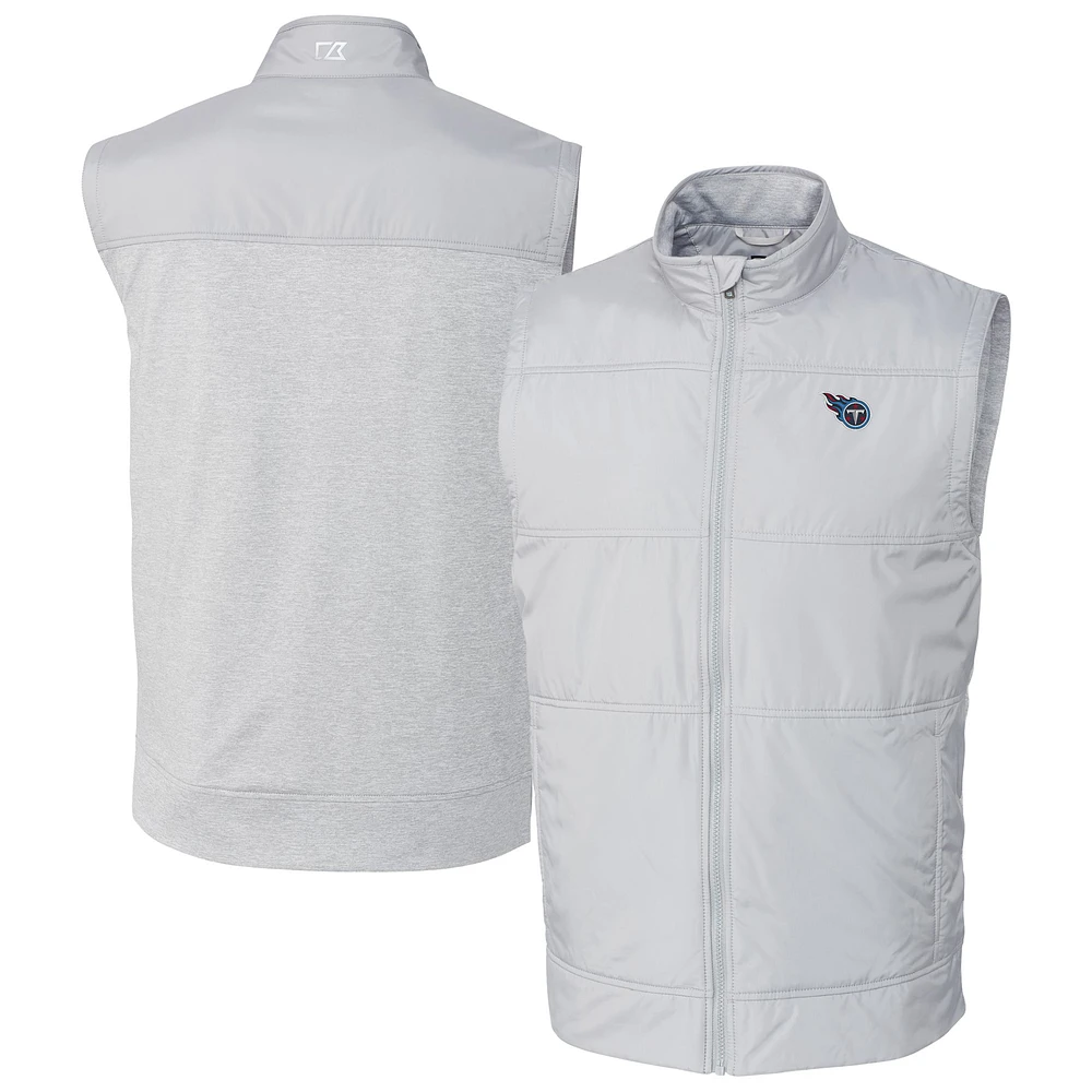 Men's Cutter & Buck Gray Tennessee Titans Stealth Hybrid Quilted Big Tall Windbreaker Vest