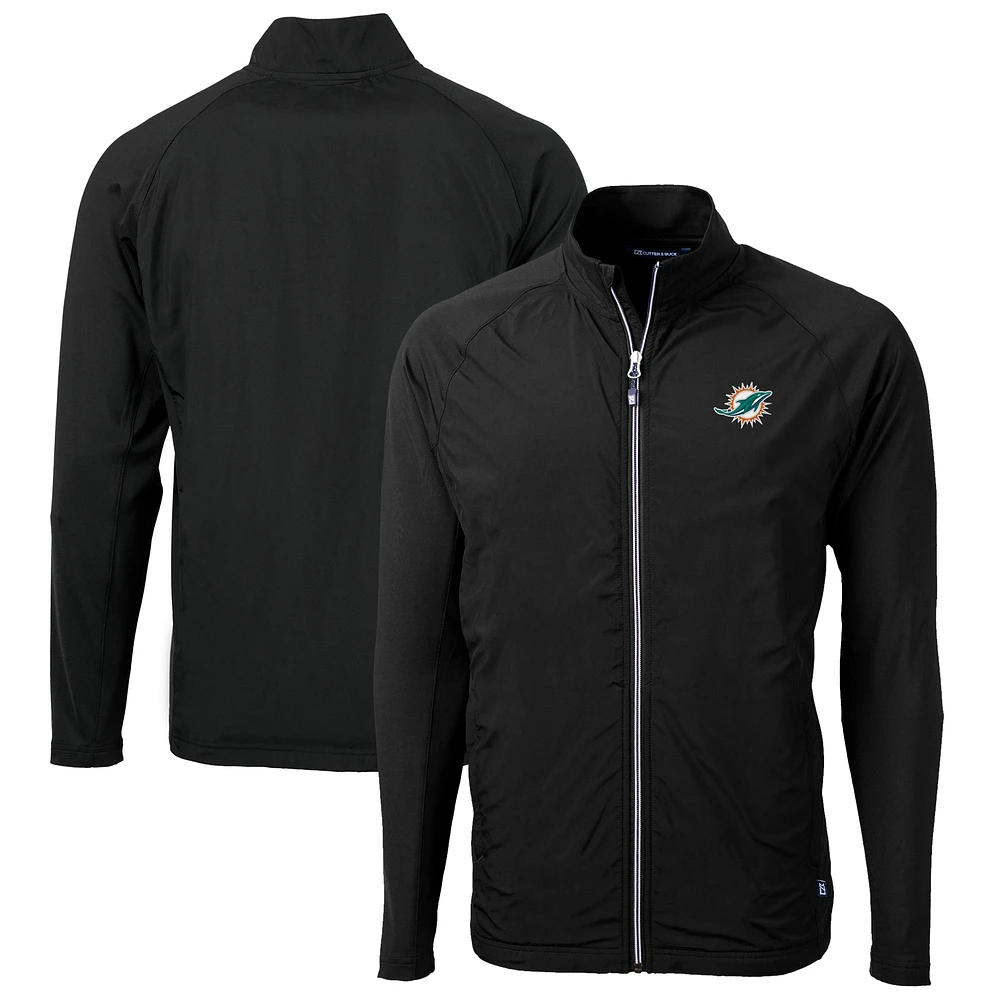 Men's Cutter & Buck Black Miami Dolphins Big Tall Adapt Eco Knit Hybrid Recycled Full-Zip Jacket