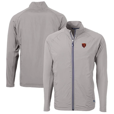 Men's Cutter & Buck Gray Chicago Bears Big Tall Adapt Eco Knit Hybrid Recycled Full-Zip Jacket