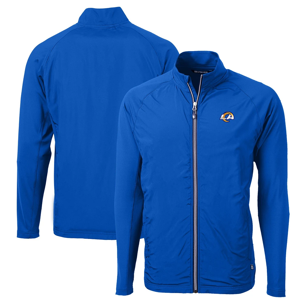 Men's Cutter & Buck Blue Los Angeles Rams Big Tall Adapt Eco Knit Hybrid Recycled Full-Zip Jacket