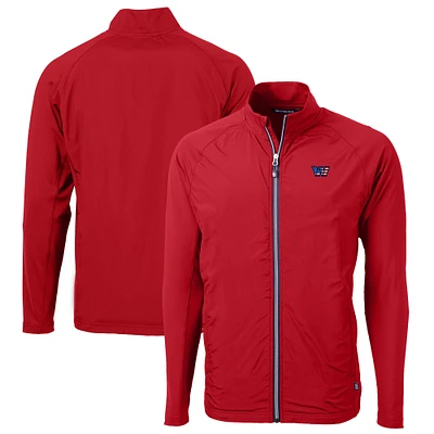 Men's Cutter & Buck Red Washington Commanders Big Tall Americana Adapt Eco Knit Hybrid Recycled Raglan Full-Zip Jacket