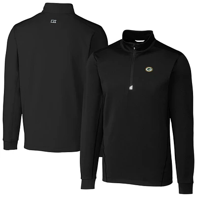 Men's Cutter & Buck Black Green Bay Packers Big Tall Traverse Eco Tri-Blend DryTec Quarter-Zip Jacket