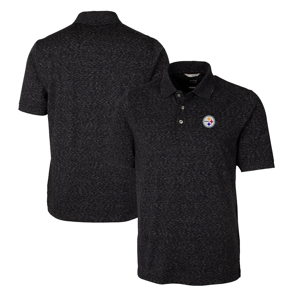 Men's Cutter & Buck Black Pittsburgh Steelers Big Tall Advantage Tri-Blend Space Dye Polo