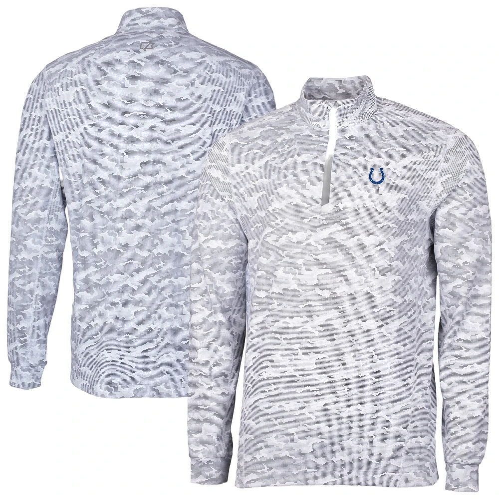 Men's Cutter & Buck Charcoal Indianapolis Colts Big Tall Traverse Eco Camo Tri-Blend DryTec Quarter-Zip Jacket