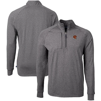 Men's Cutter & Buck Heather Black Cincinnati Bengals Big Tall Adapt Eco Raglan Quarter-Zip Jacket