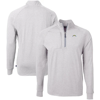 Men's Cutter & Buck Heather Gray Los Angeles Chargers Big Tall Adapt Eco Raglan Quarter-Zip Jacket