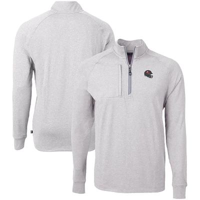 Men's Cutter & Buck Heather Gray Tampa Bay Buccaneers Big Tall Adapt Eco Raglan Quarter-Zip Jacket