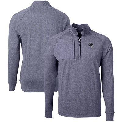 Men's Cutter & Buck Heather Navy Tennessee Titans Big Tall Adapt Eco Raglan Quarter-Zip Jacket