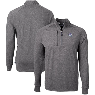 Men's Cutter & Buck Heather Black Buffalo Bills Big Tall Adapt Eco Raglan Quarter-Zip Jacket