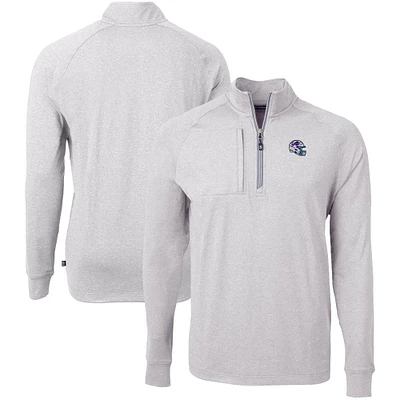 Men's Cutter & Buck Heather Gray Buffalo Bills Big Tall Adapt Eco Raglan Quarter-Zip Jacket