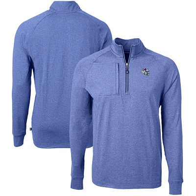 Men's Cutter & Buck Heather Royal Buffalo Bills Big Tall Adapt Eco Raglan Quarter-Zip Jacket
