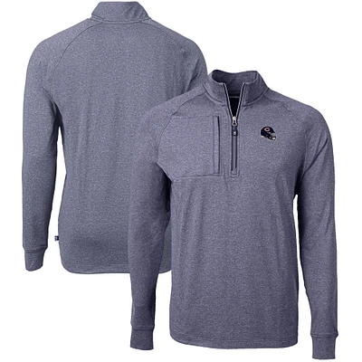 Men's Cutter & Buck Heather Navy Chicago Bears Big Tall Adapt Eco Raglan Quarter-Zip Jacket