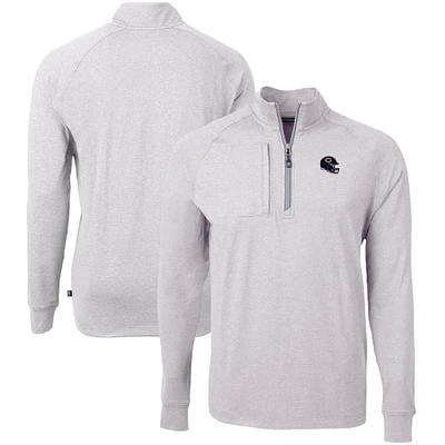Men's Cutter & Buck Heather Gray Chicago Bears Big Tall Adapt Eco Raglan Quarter-Zip Jacket