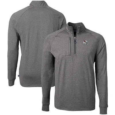 Men's Cutter & Buck Heather Black Arizona Cardinals Big Tall Adapt Eco Raglan Quarter-Zip Jacket