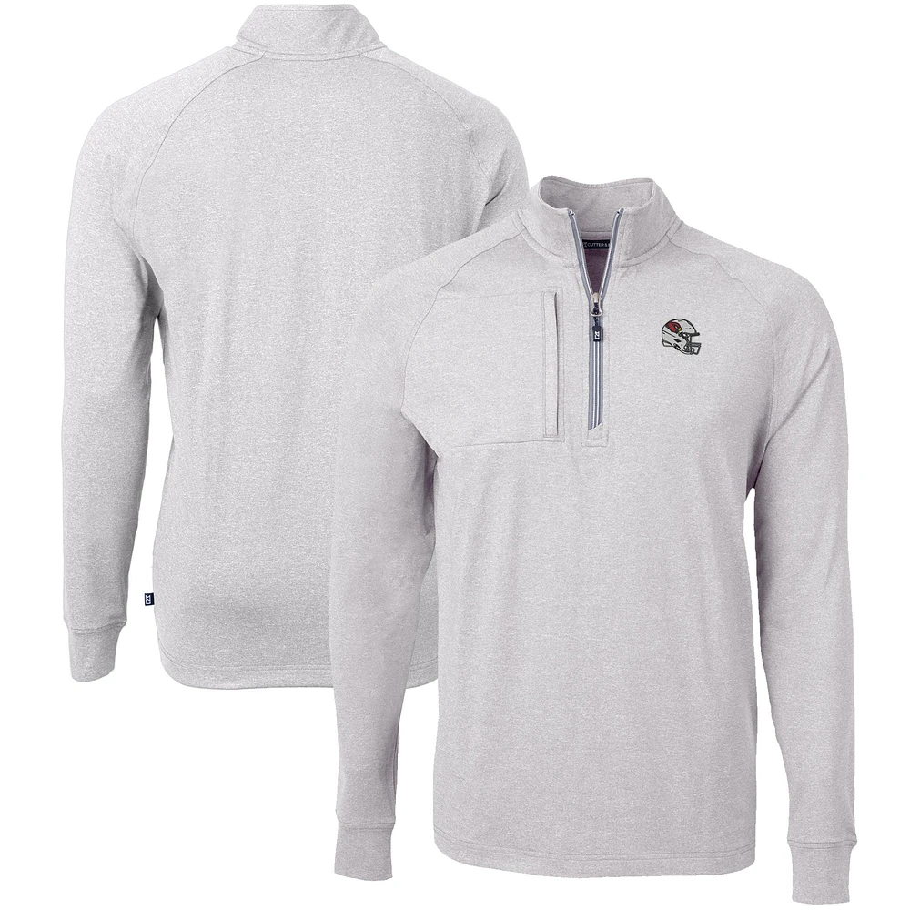 Men's Cutter & Buck Heather Gray Arizona Cardinals Big Tall Adapt Eco Raglan Quarter-Zip Jacket