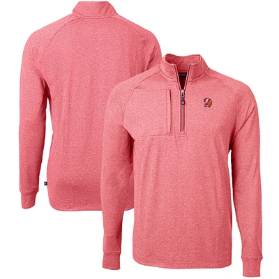 Men's Cutter & Buck Heather Red Tampa Bay Buccaneers Big Tall Adapt Eco Raglan Quarter-Zip Jacket