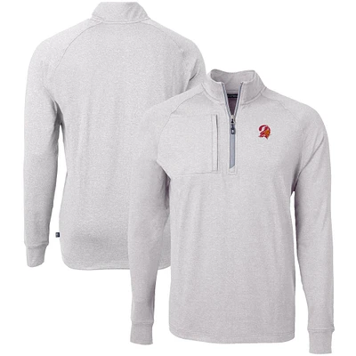 Men's Cutter & Buck Heather Gray Tampa Bay Buccaneers Big Tall Adapt Eco Raglan Quarter-Zip Jacket