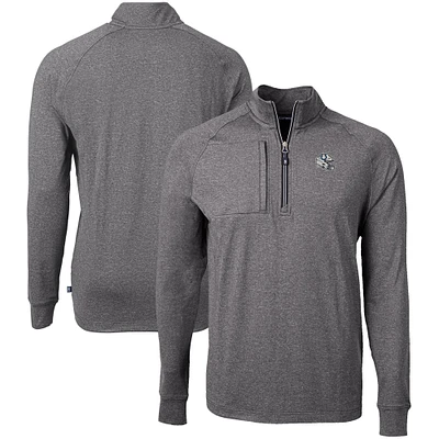 Men's Cutter & Buck Heather Black Indianapolis Colts Big Tall Adapt Eco Raglan Quarter-Zip Jacket