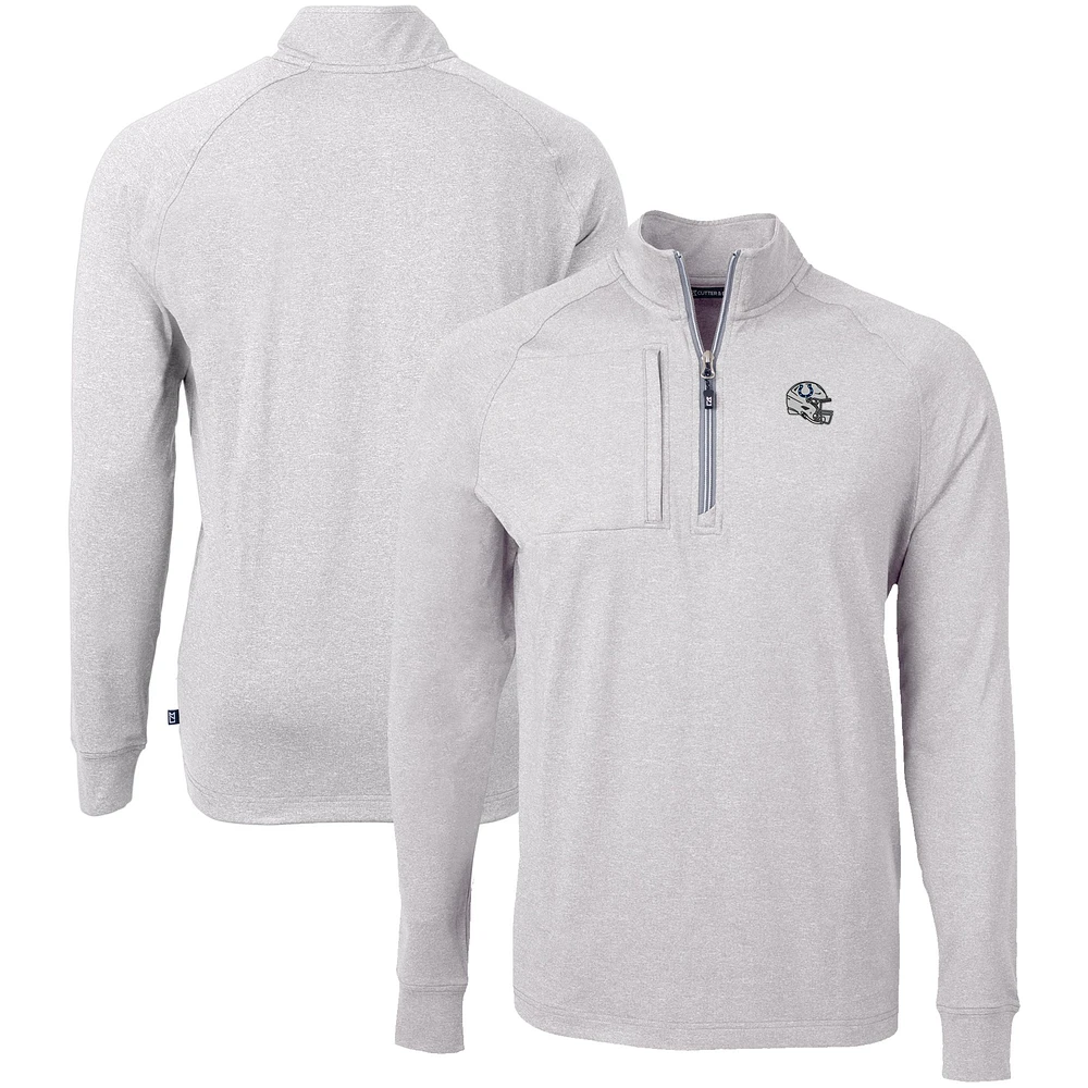 Men's Cutter & Buck Heather Gray Indianapolis Colts Big Tall Adapt Eco Raglan Quarter-Zip Jacket