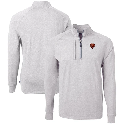 Men's Cutter & Buck Heather Gray Chicago Bears Big Tall Adapt Eco Raglan Quarter-Zip Jacket