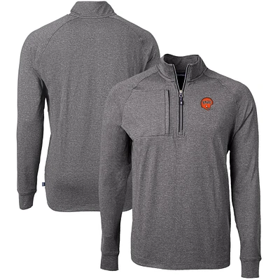 Men's Cutter & Buck Heather Black Cincinnati Bengals Big Tall Adapt Eco Raglan Quarter-Zip Jacket