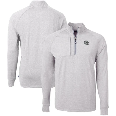 Men's Cutter & Buck Heather Gray Las Vegas Raiders Big Tall Adapt Eco Raglan Quarter-Zip Jacket
