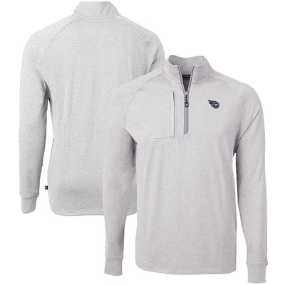 Men's Cutter & Buck Heather Gray Tennessee Titans Big Tall Adapt Eco Raglan Quarter-Zip Jacket