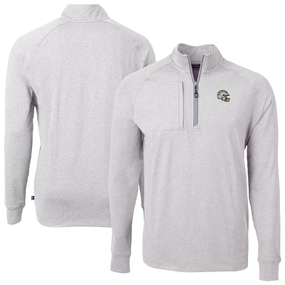 Men's Cutter & Buck Heather Gray Los Angeles Chargers Big Tall Adapt Eco Raglan Quarter-Zip Jacket