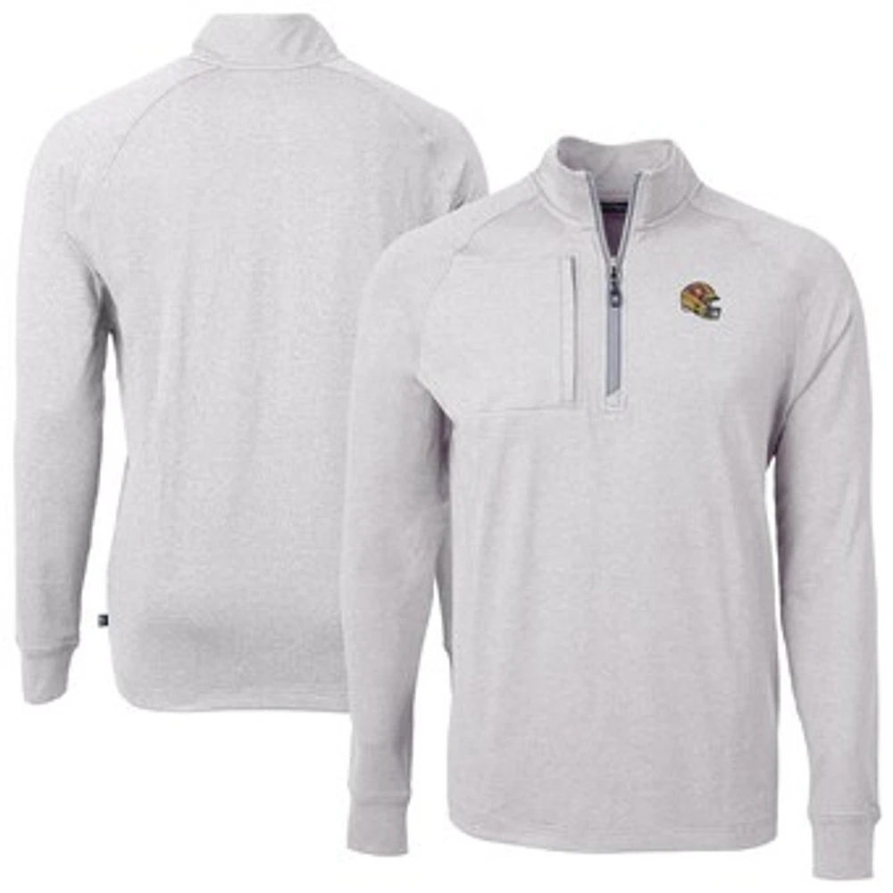 Men's Cutter & Buck Heather Gray San Francisco 49ers Big Tall Adapt Eco Raglan Quarter-Zip Jacket