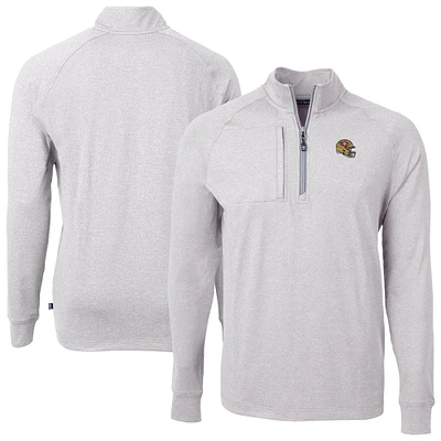 Men's Cutter & Buck Heather Gray San Francisco 49ers Big Tall Adapt Eco Raglan Quarter-Zip Jacket