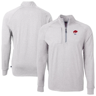 Men's Cutter & Buck Heather Gray Buffalo Bills Big Tall Adapt Eco Raglan Quarter-Zip Jacket