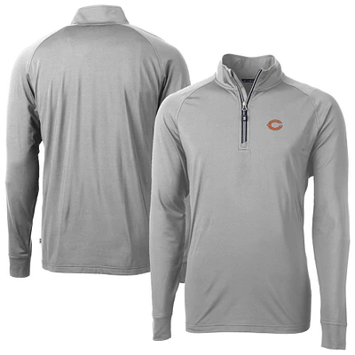 Men's Cutter & Buck Gray Chicago Bears Big Tall Adapt Eco DryTec Raglan Quarter-Zip Jacket